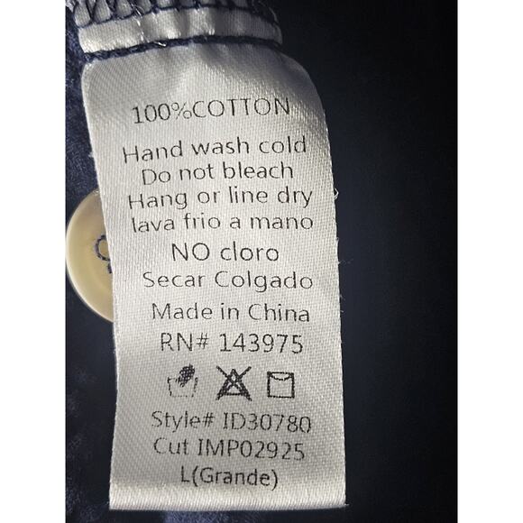 MILLIBON USA Dress Womens Large Tiered Navy Shirtdress Boho Cottagecore - Picture 7 of 7